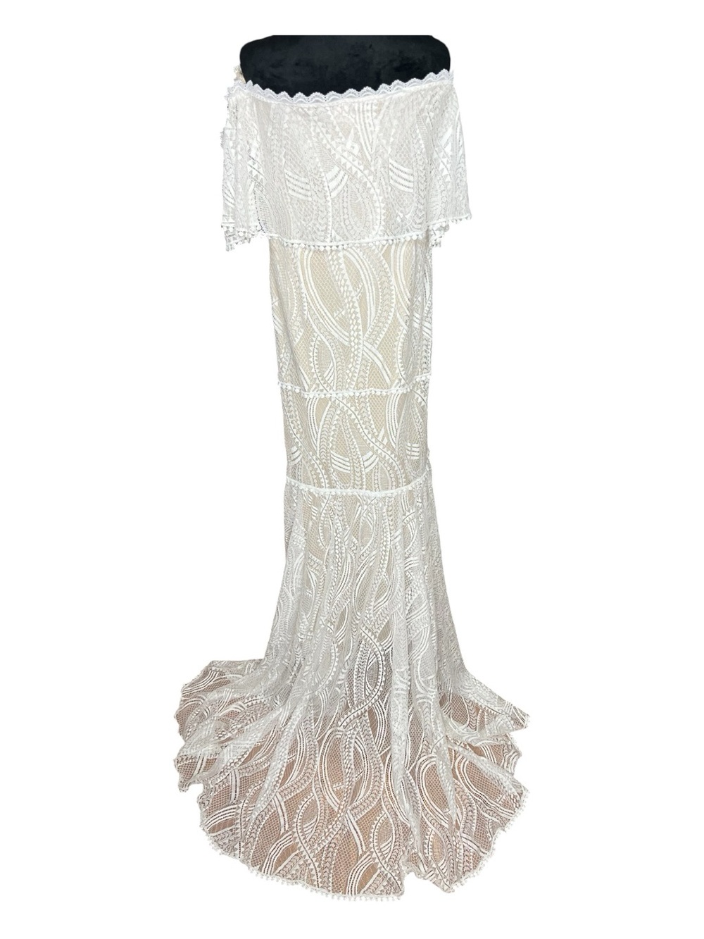 LULUS In My Life White Lace Off the Shoulder Mermaid Maxi Dress XL - Picture 9 of 15